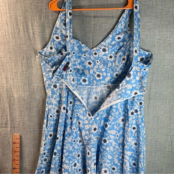 Hell Bunny Blue Floral 50s Retro Swing Dress 4XL Pockets Rockabilly Pinup Swing - Picture 7 of 14
